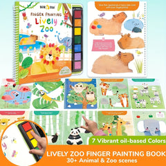 Lively Zoo Finger Painting Book 30 Scenes Washable Non Toxic Quiet Book