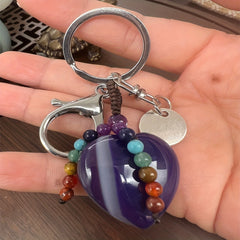 Natural Crystal Pine Stone Key String For Male Gemstone Healing Crystal Keychain