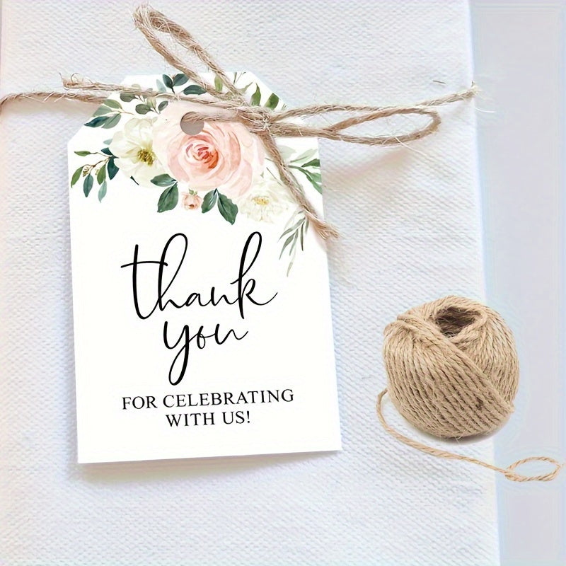 30 50pcs Flowers Thank You Cards 3x2 Gift Packaging Tags