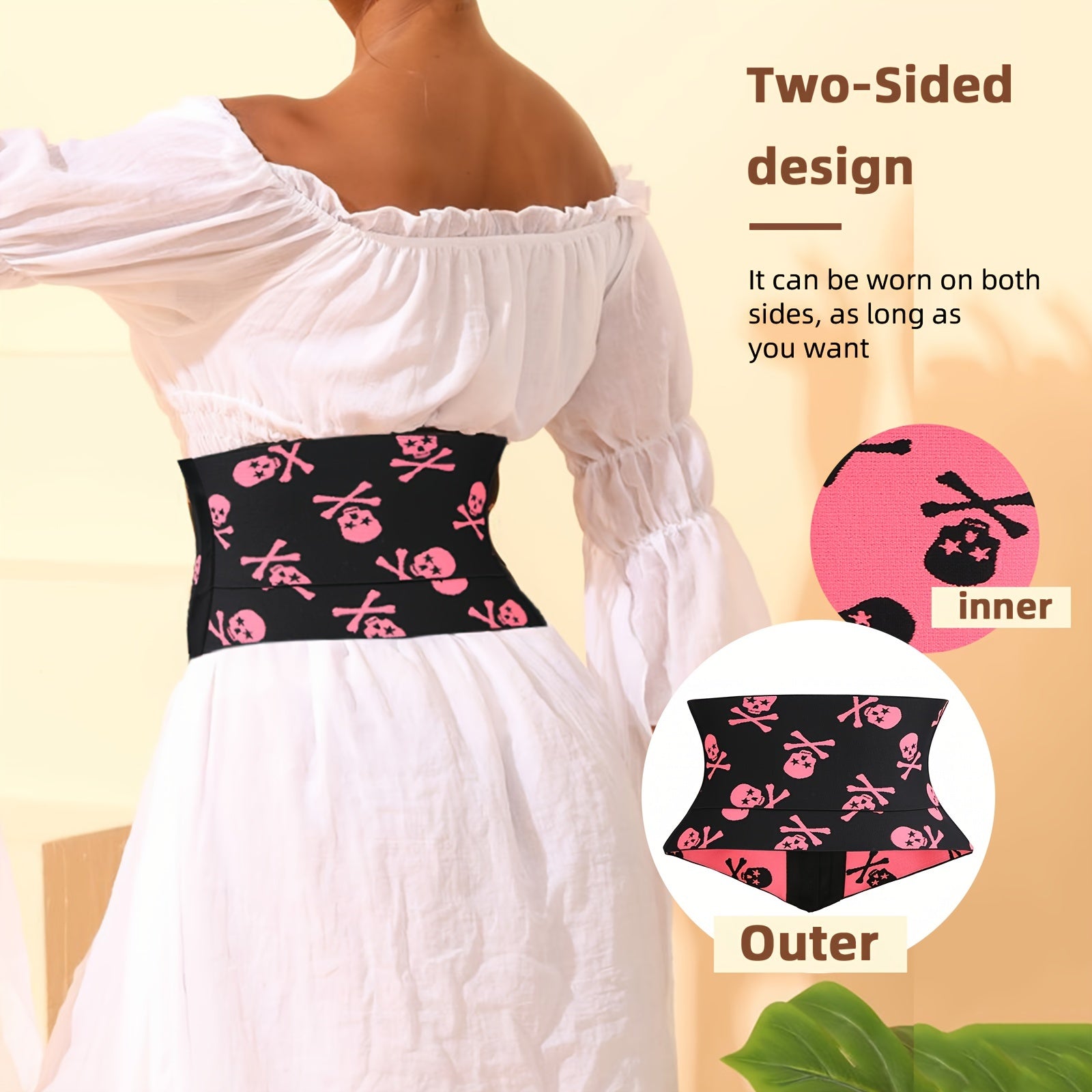 Women's Halloween Skull Pattern Waist Trimmer Tummy Control Belt