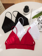 3pcs Wireless Triangle Cups Bras Comfy & Breathable Intimates Bra