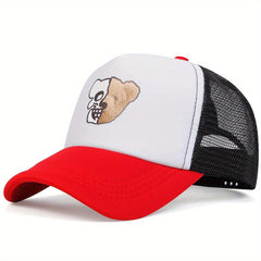 Skull Bear Print Baseball Cap Unisex Trucker Hat Adjustable Sun Hat