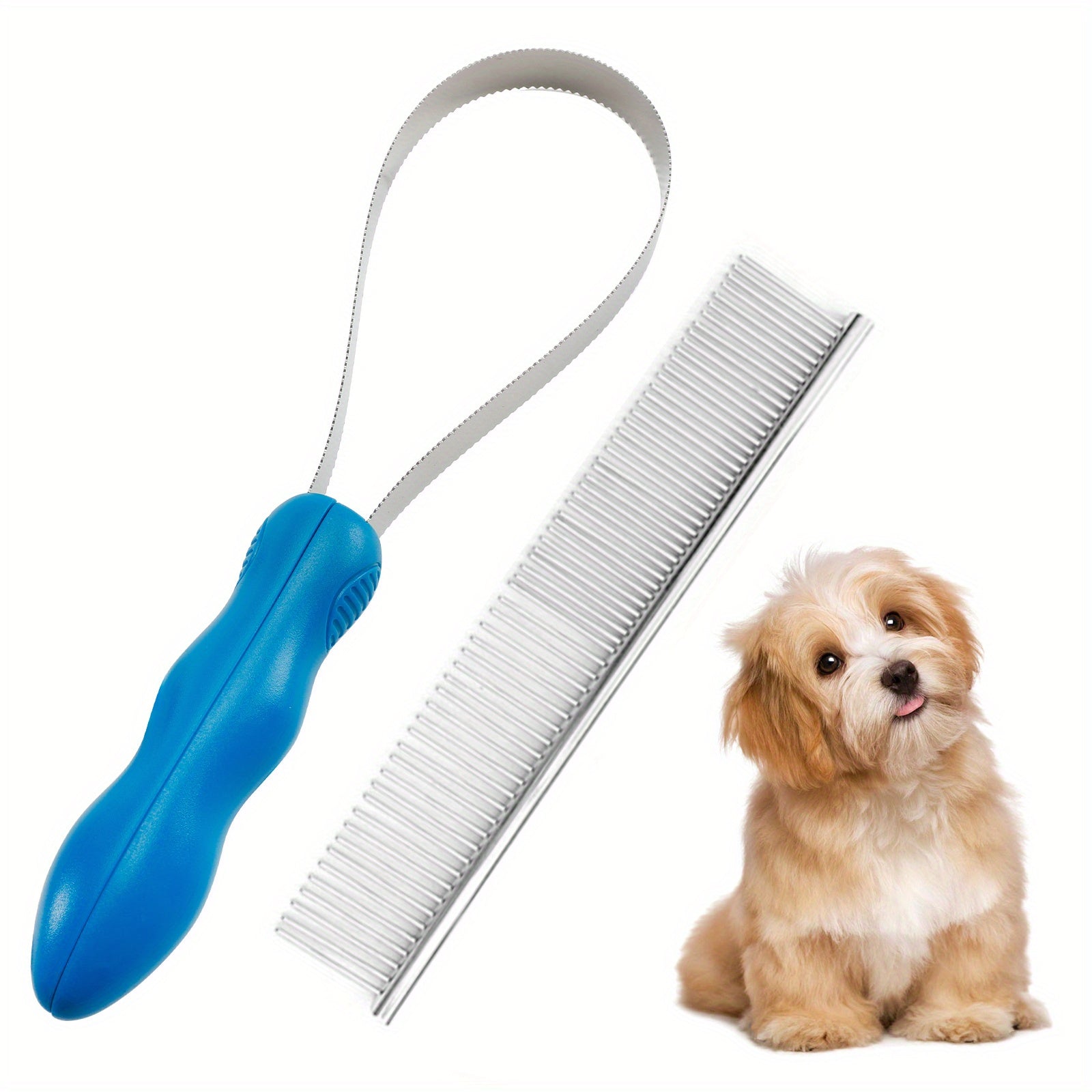 2pcs Dual Sided Dog Shedding Blade Pet Grooming Comb Set for Large Dog