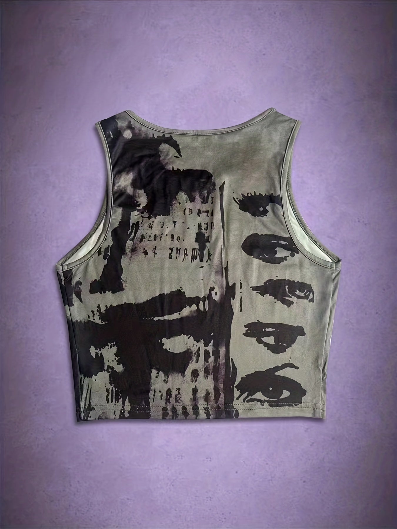 Abstract Print Crop Tank Top for Women