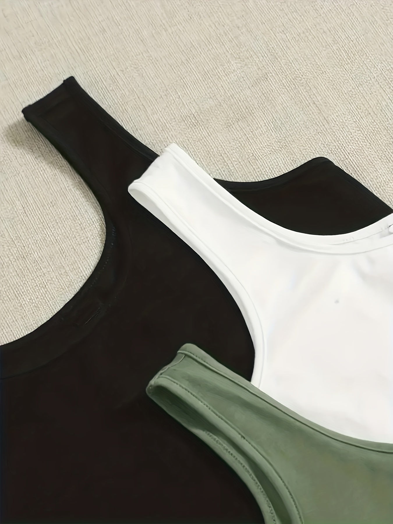 3 Pack Plus Size Casual Tank Top Set Women's Plus Solid Ribbed