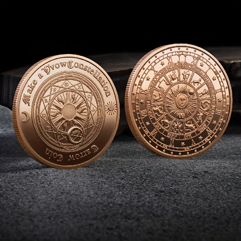 1pc Tarot Wish Coin Zodiac Lucky Coin Christmas Halloween Year's Gift