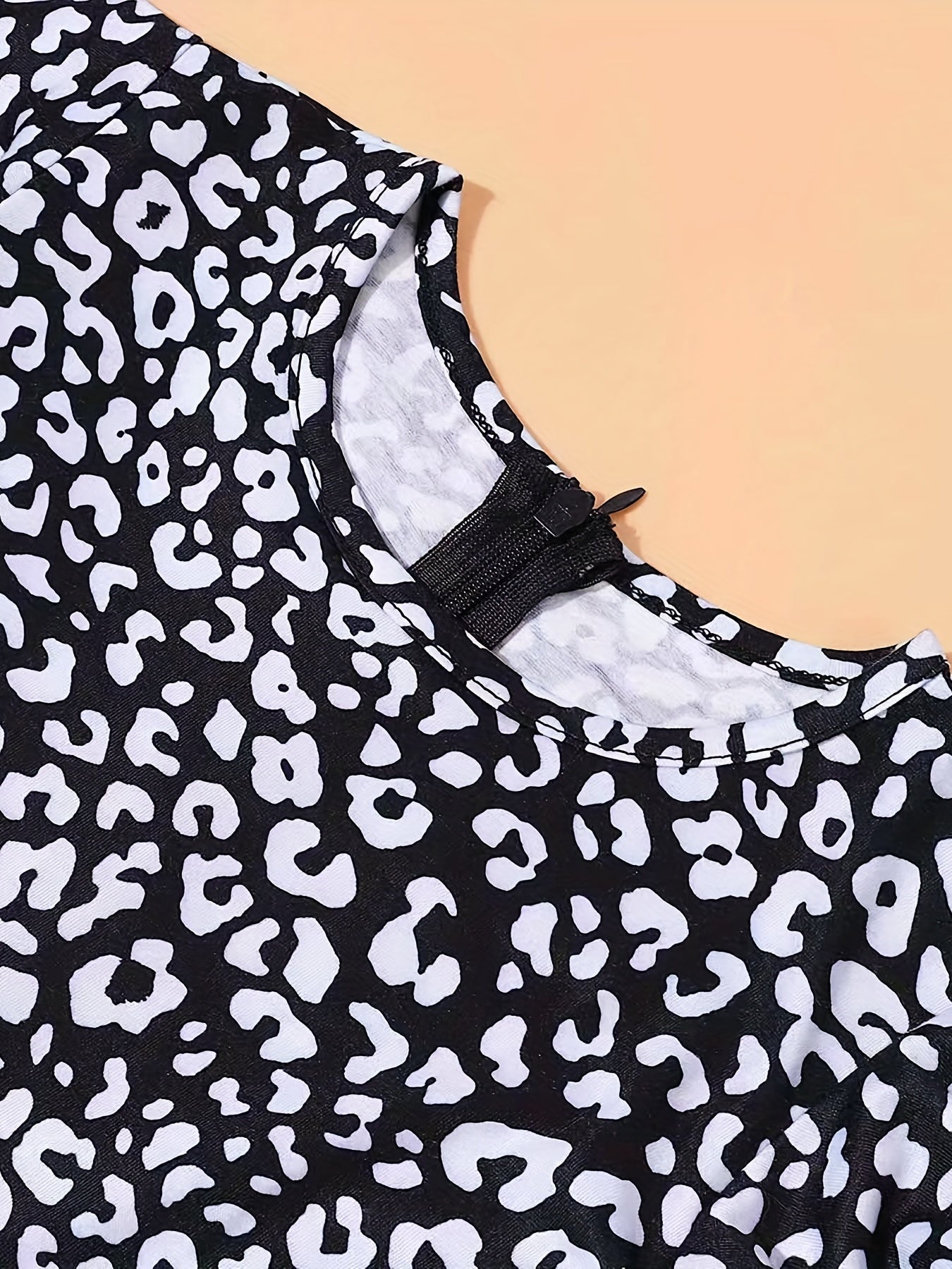 Vintage Leopard Dress Short Sleeve Casual Dress For Summer