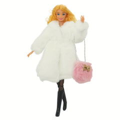 Faux Fur Coat, Stockings, Shoes for 29-21 cm Doll