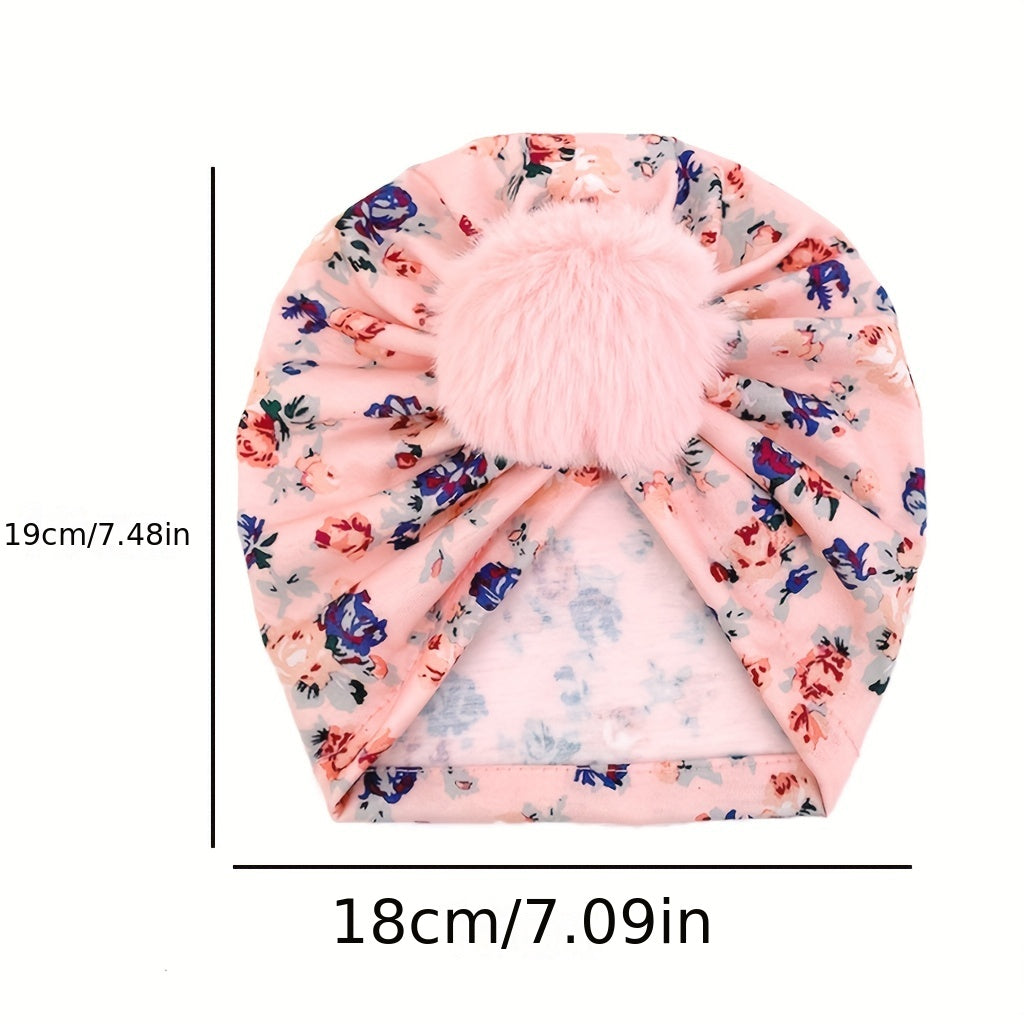 Cozy Baby Turban Hats with Pom pom Knot Caps for Newborns