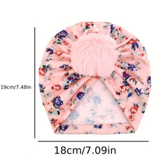 Cozy Baby Turban Hats with Pom pom Knot Caps for Newborns