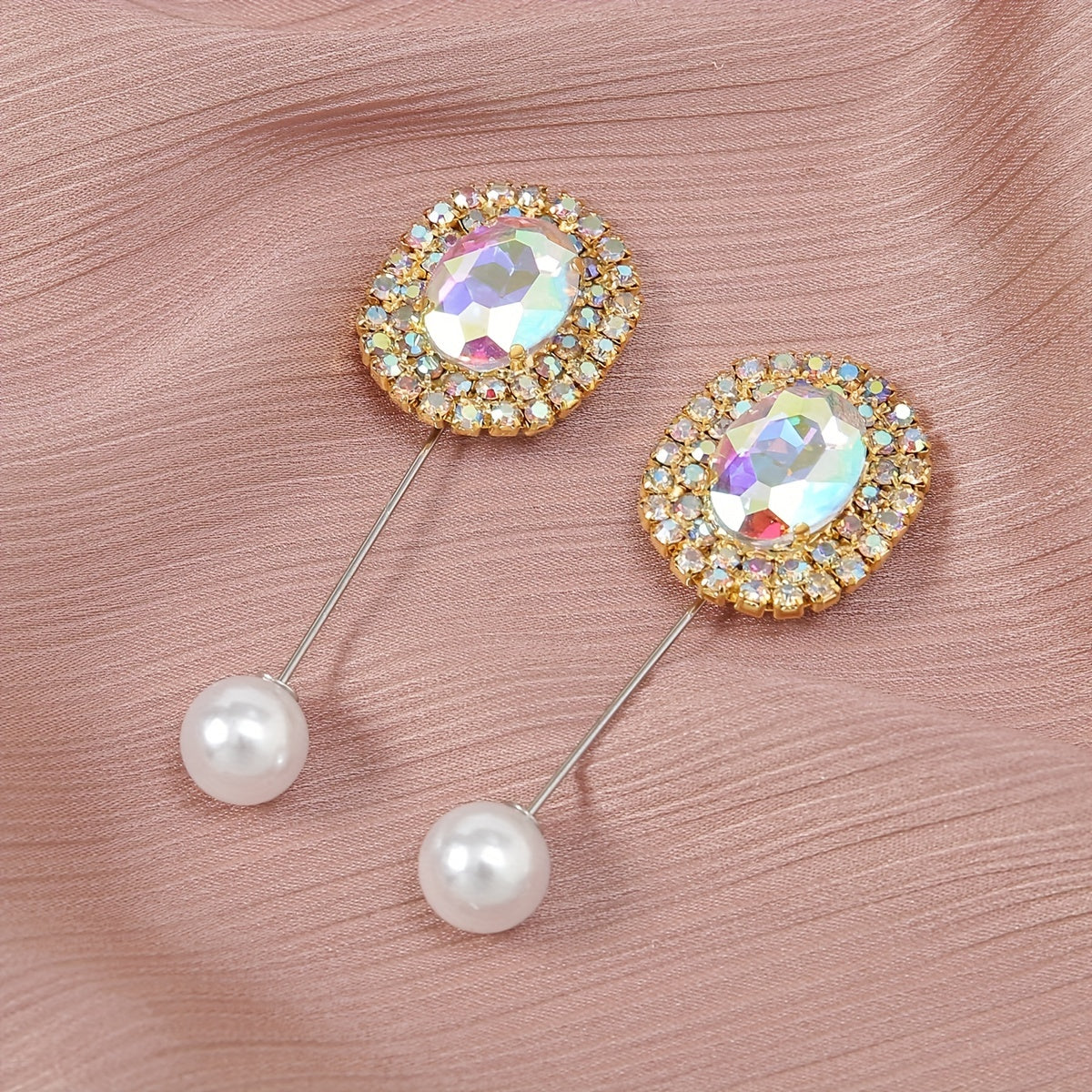 Faux Pearl Rhinestone Pin Brooches for Scarf & Shirt Dresses