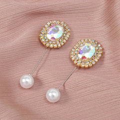 Faux Pearl Rhinestone Pin Brooches for Scarf & Shirt Dresses