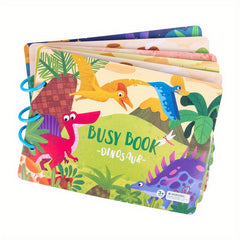Montessori Busy Book Set: Dinosaur & Farm Learning Toys