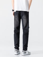 Solid Ripped Long Length Jeans