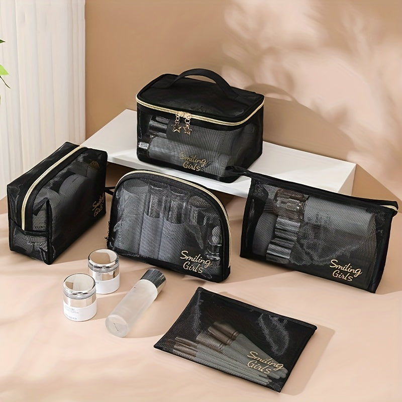 Breathable Mesh Clear Makeup Bag Nylon Makeup Pouch Portable Toiletry Bag