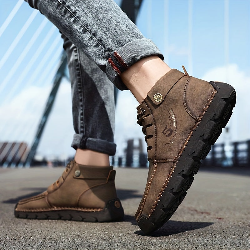 Men's High Top Lace Up Boots Casual Walking Shoes