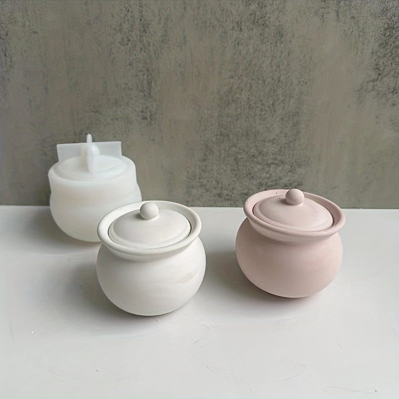 DIY Storage Jar & Lid Silicone Mold for Resin Candle Holder Making