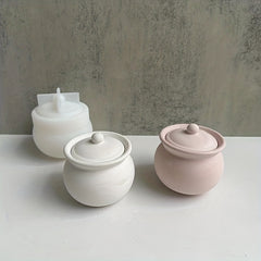 DIY Storage Jar & Lid Silicone Mold for Resin Candle Holder Making