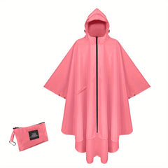 Waterproof Hooded Rain Poncho with Zipper Motorcycle Raincoat