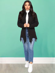 Women's Long Sleeve Distressed Denim Coats