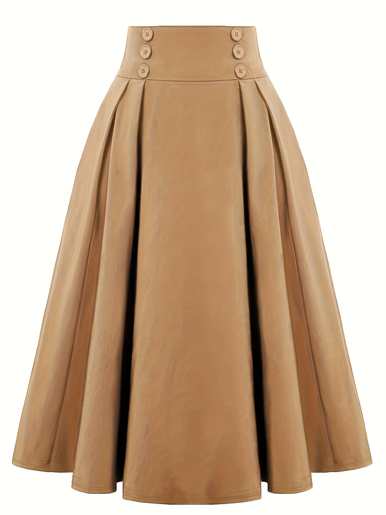 Vintage Button Front High Waist Pleated Skirt
