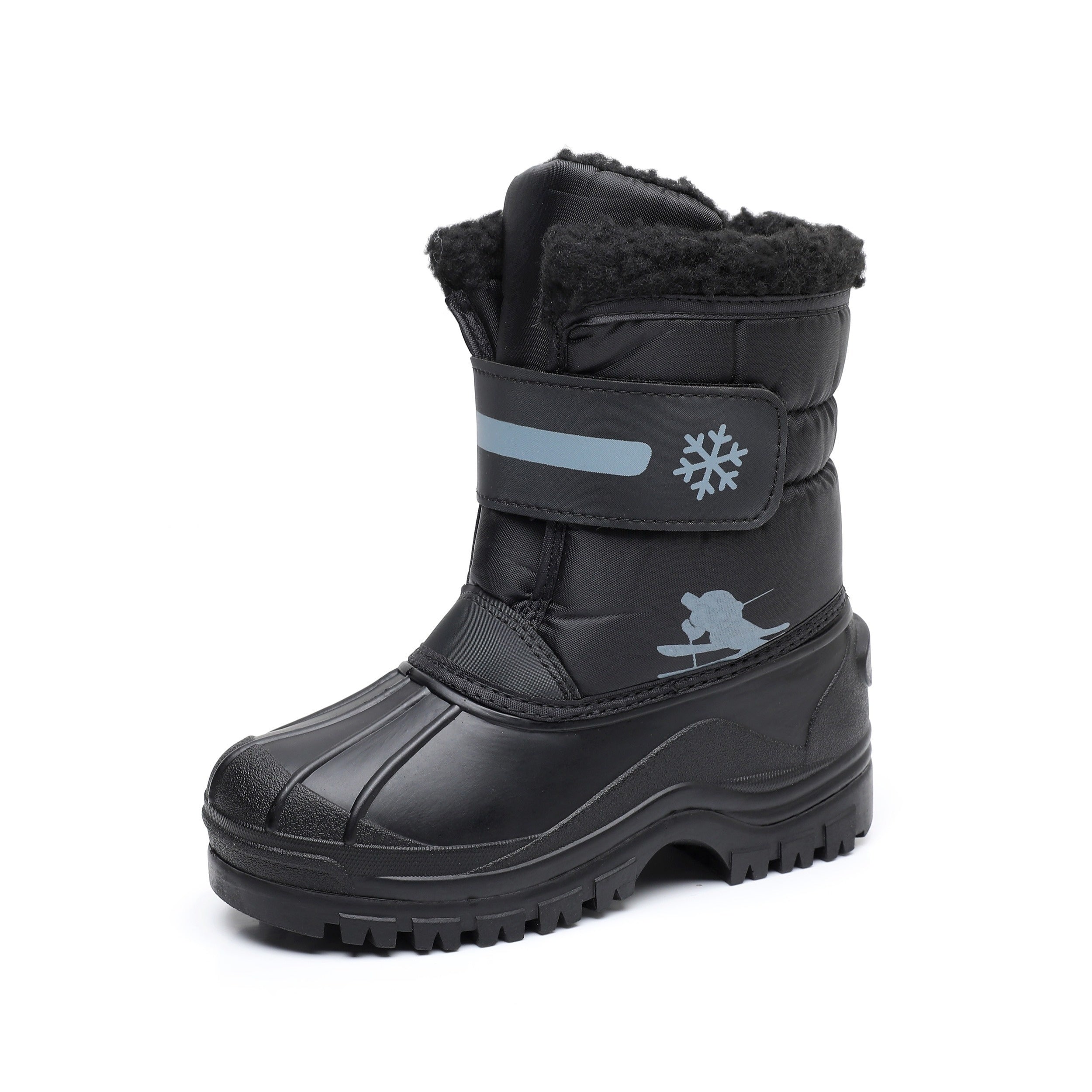 Boy's Warm Fleece Snow Boots High Top Cozy Non slip Plush Outdoor Hiking Shoes