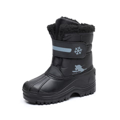 Boy's Warm Fleece Snow Boots High Top Cozy Non slip Plush Outdoor Hiking Shoes
