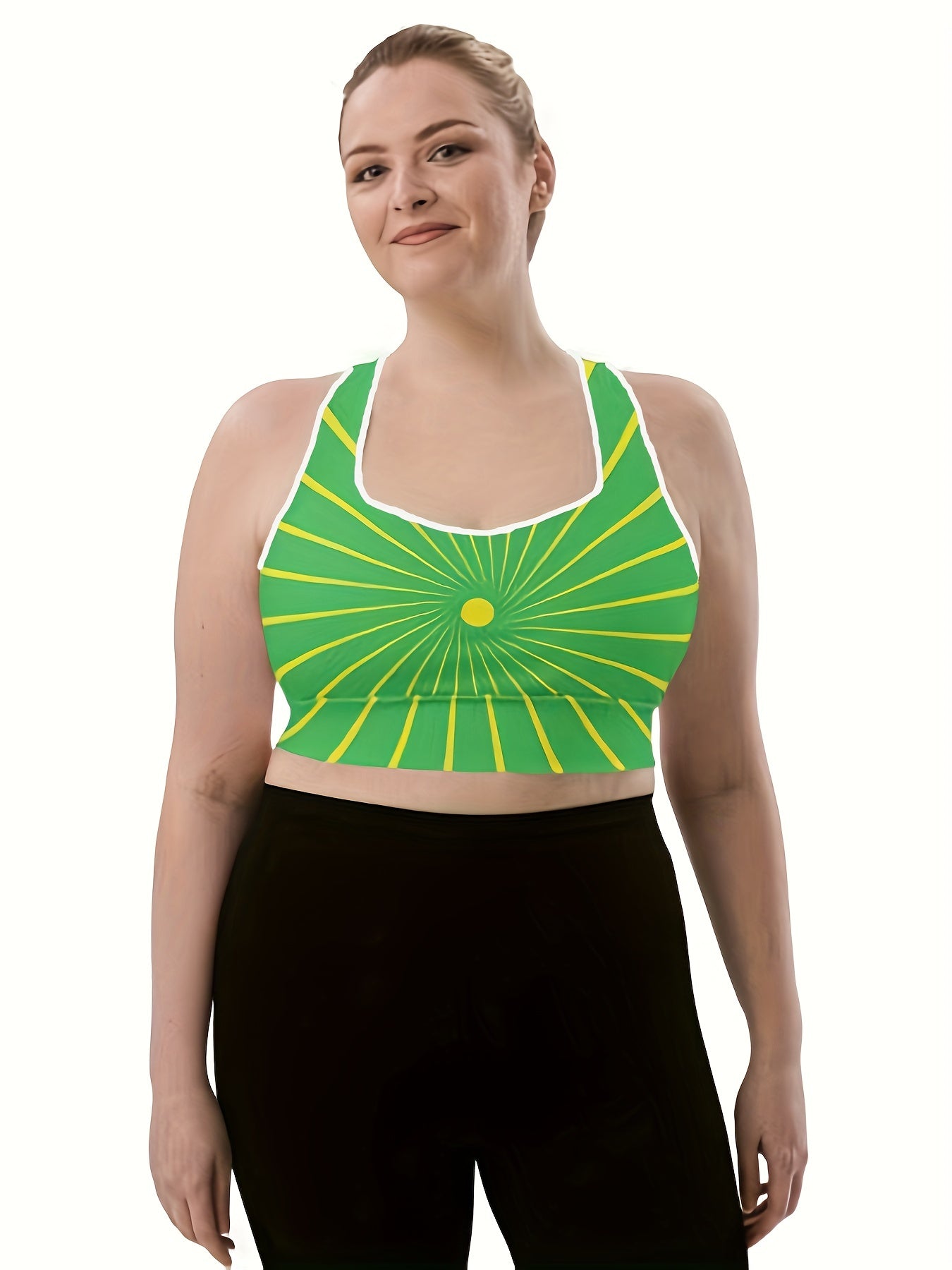 Sports Bra Women's Plus Random Print Round Neck