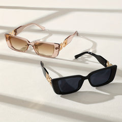 2pcs Men's Small Frame Sunglasses Metal Splicing UV Protection