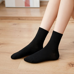 10 Pairs Solid Mid Tube Socks Women's Stockings