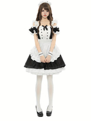 Sexy Maid Role Play Costume Ruffle Bow Dress Lingerie