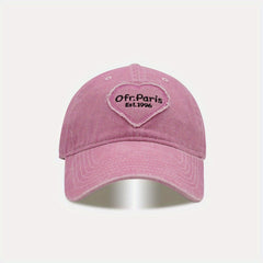 Vintage Heart Patch Baseball Cap Distressed Cotton Sun Hat