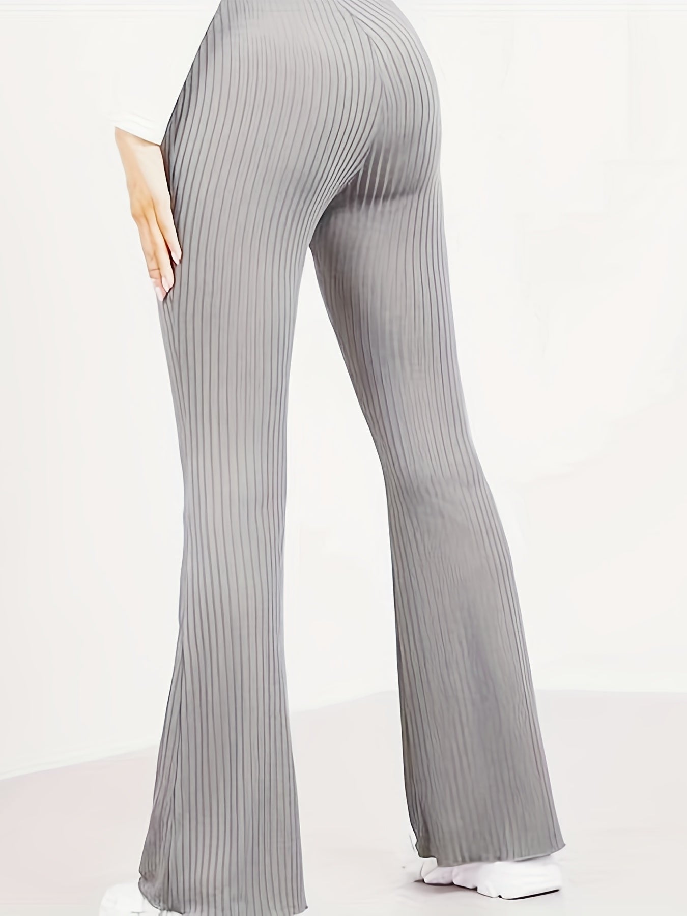 Ribbed High Rise Stretch Skinny Flare Leggings