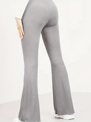 Ribbed High Rise Stretch Skinny Flare Leggings