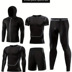 Men's Compression Suit Long Pants Long sleeved Shirt Sports Shorts
