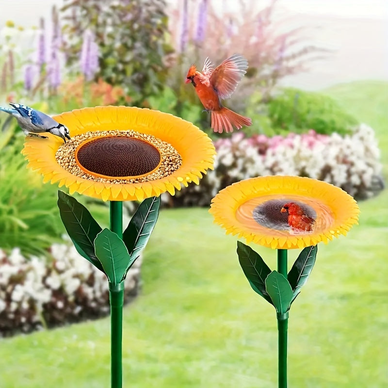 Outdoor Sunflower Bird Feeder Bath Bowl Garden Decoration