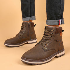 RXJIAN Men's High Top Hiking Shoes Good Grip Breathable Side Zipper Boots