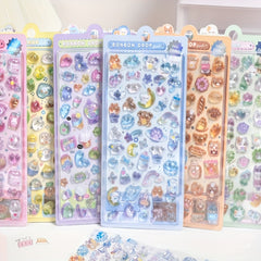 3D Acrylic Cartoon Animal & Floral Self Adhesive Stickers Mixed Colors
