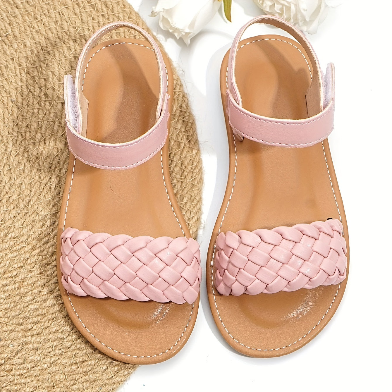 Girls' Casual Solid Open Toe Sandals Lightweight Breathable Beach Summer Sandals