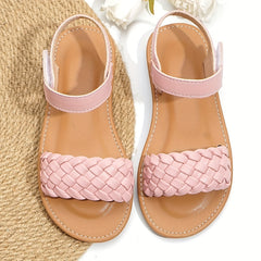 Girls' Casual Solid Open Toe Sandals Lightweight Breathable Beach Summer Sandals
