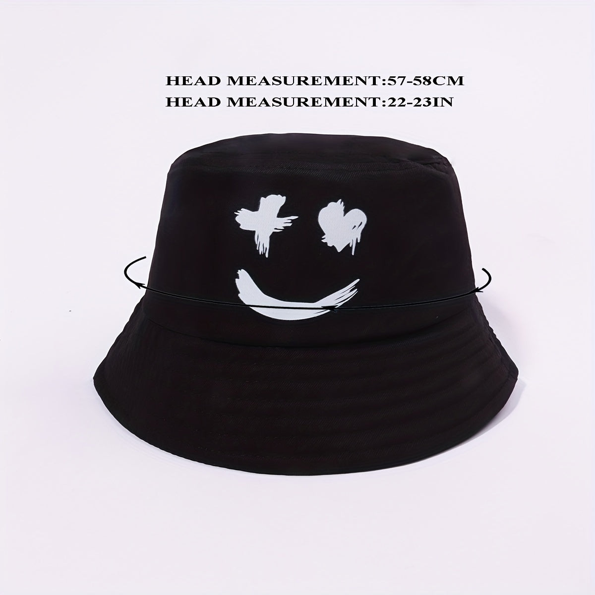 Smiling Face Fisherman Hat Print Bucket Hat Unisex Sunshade Basin Hat