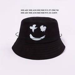 Smiling Face Fisherman Hat Print Bucket Hat Unisex Sunshade Basin Hat