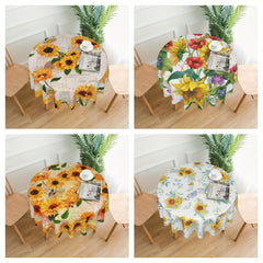 Vintage Bohemian Style Sunflower Tablecloth 60 Inch