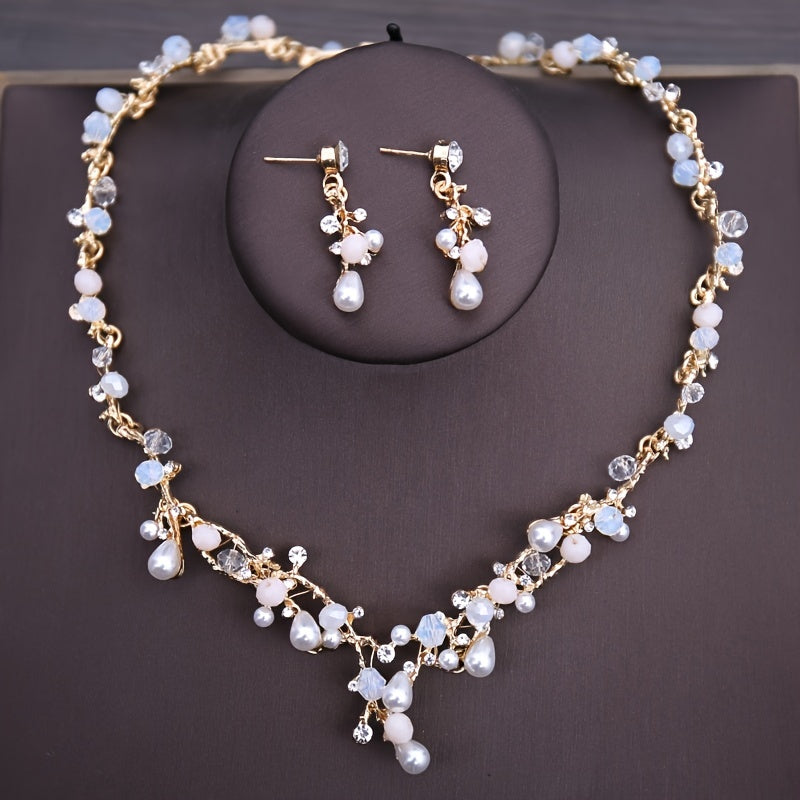 Bridal Jewelry Sets Crystal Beads Faux Pearl Costume Jewelry Sets