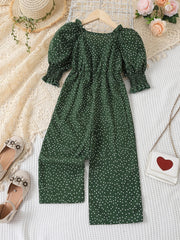 Toddler Girls Polka Dot Graphic Rompers Wide Leg Jumpsuits