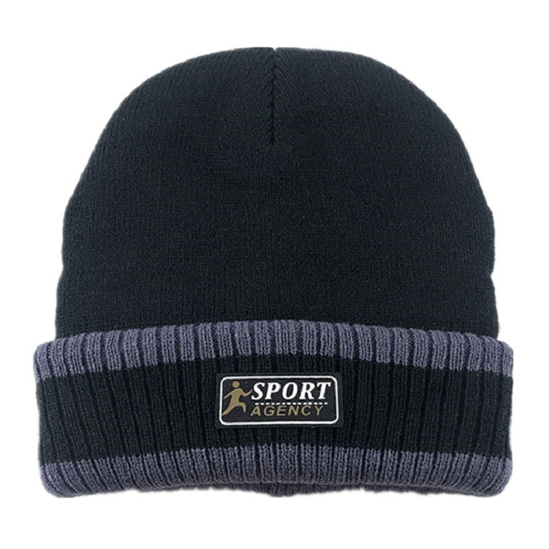 Men's Knitted Hat Plus Velvet Thick Woolen Hat Outdoor Cold Hat