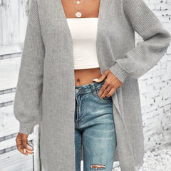Women's Solid Long Sleeve Loose Fit Cardigan