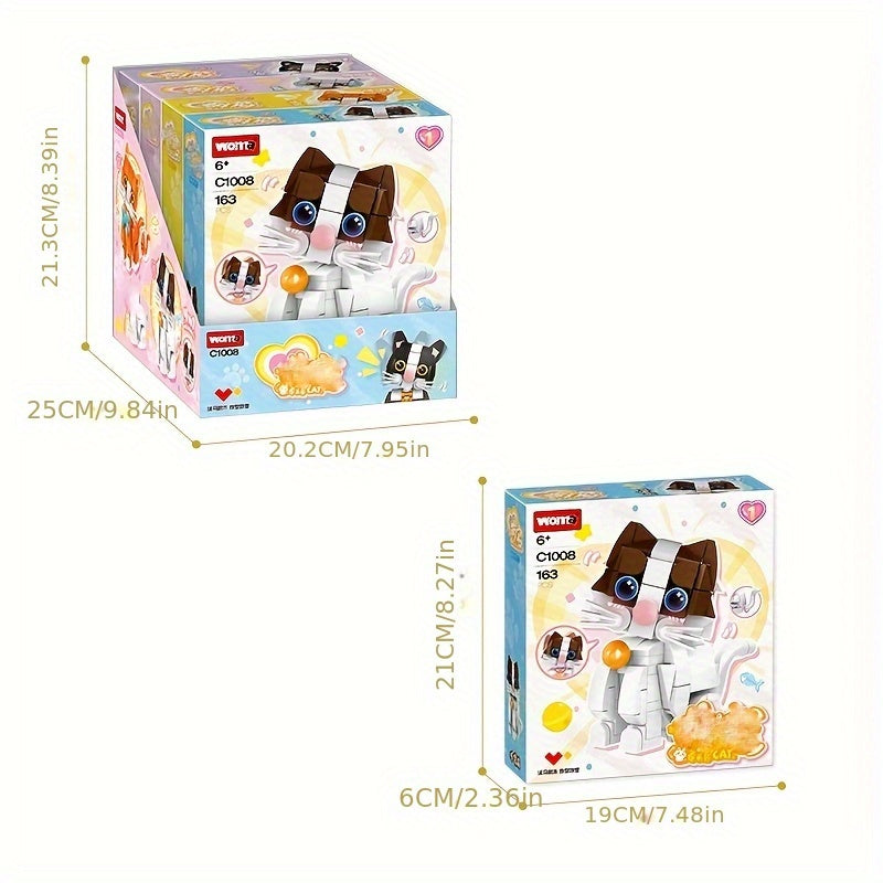 Mini Plush Cat Building Block Toys DIY Animal Models