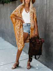 Geometrical Print Cover Up Shirt V Neck Loose Fit