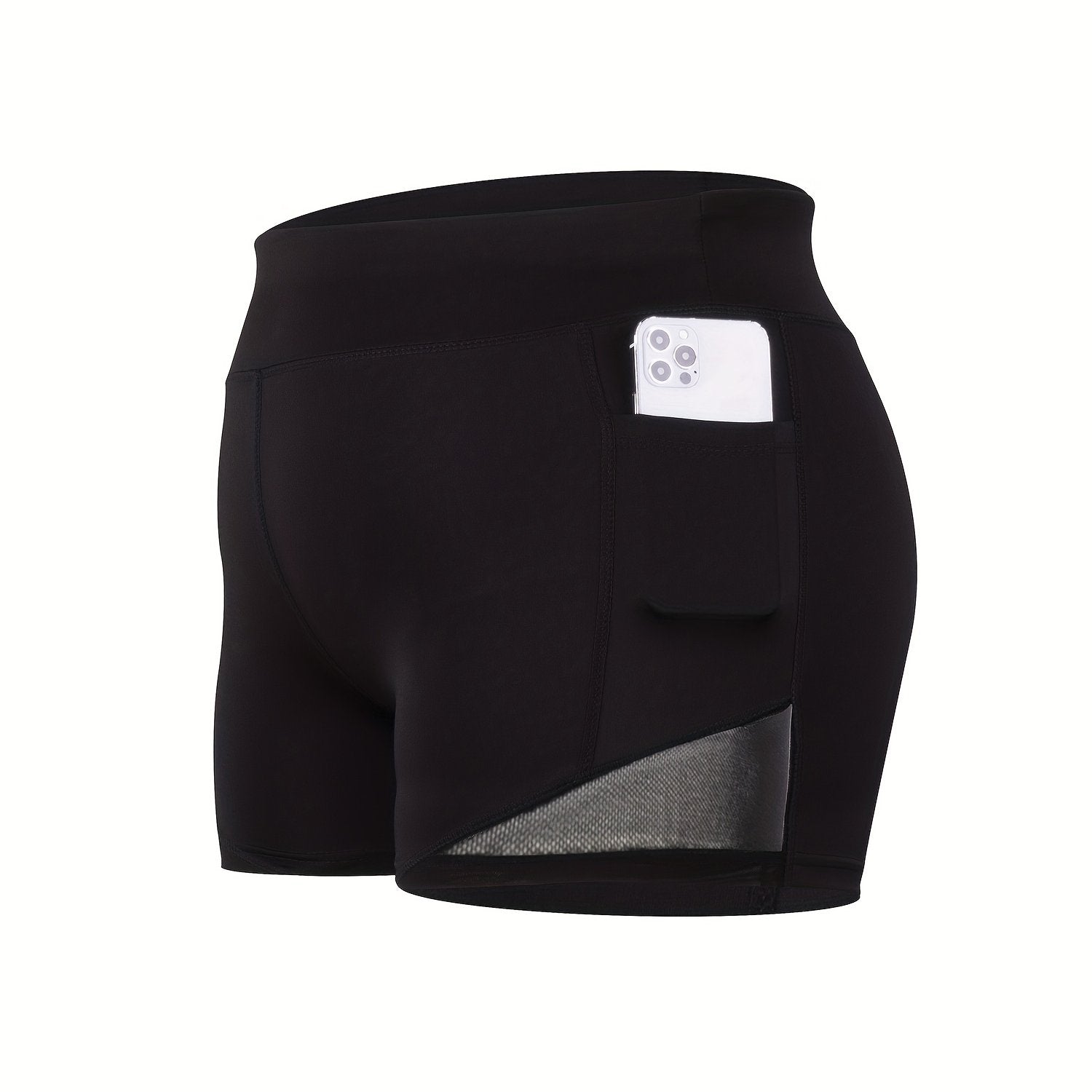 High Rise Skinny Stretch Shorts With Pockets